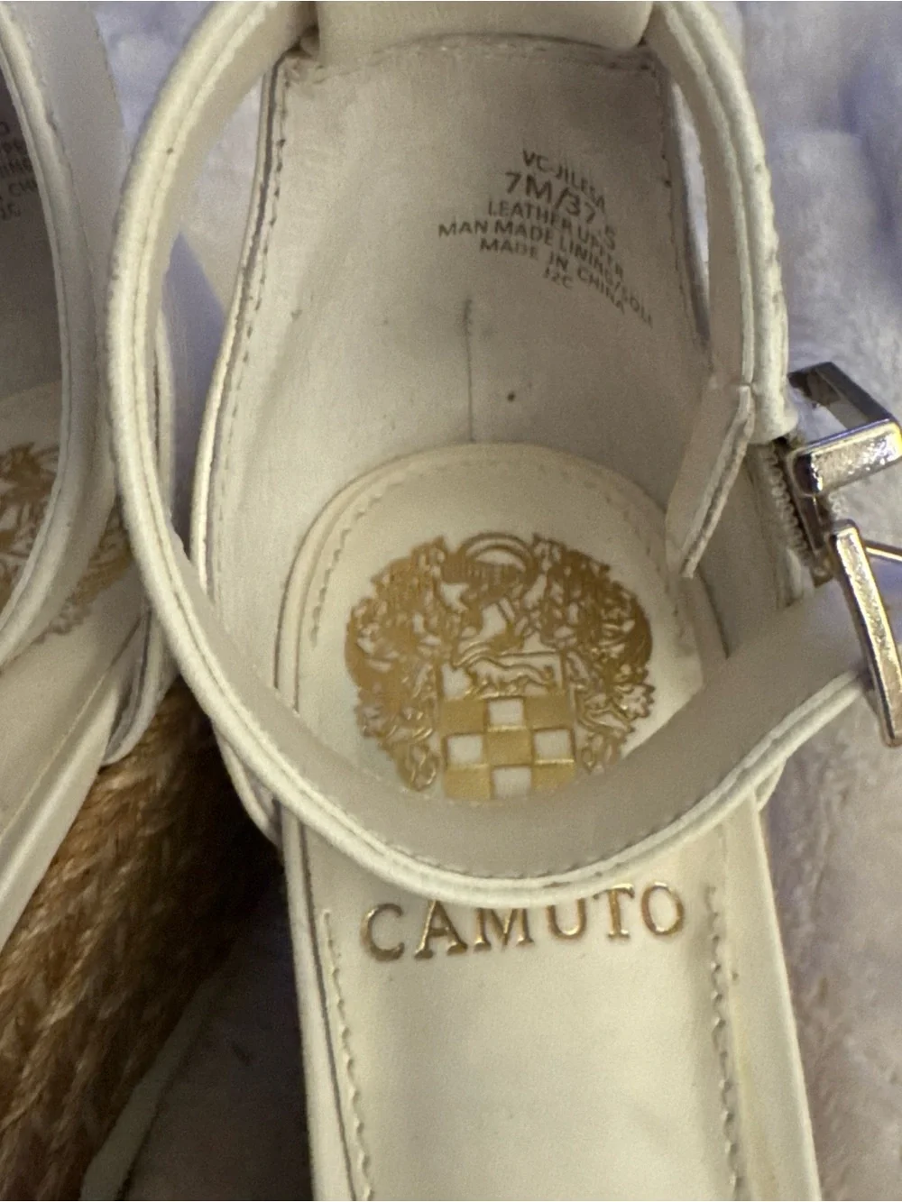 Vince Camuto Cream Strappy Espadrille Wedge Sandals
